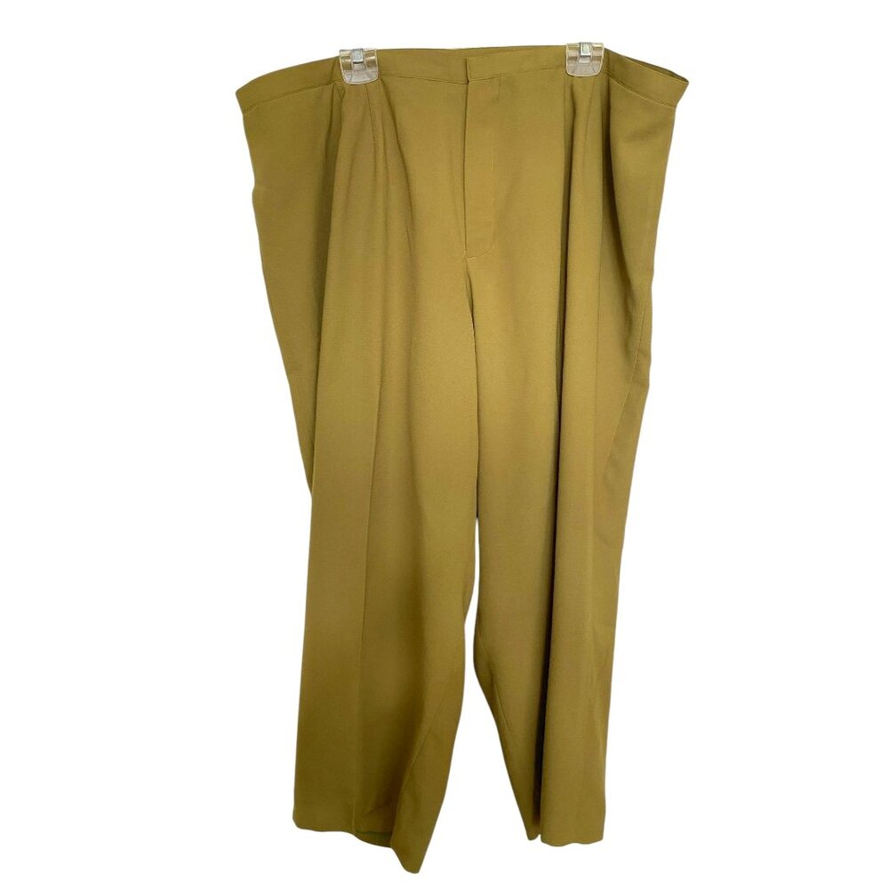 Custom Made Womens Olive Green Wide Leg Pants with Pockets Size 24 Casual Office
